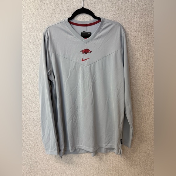 Nike Dri Fit Men Large Arkansas‎ Razorbacks Gray New Longsleeve athletic shirt - Picture 1 of 9